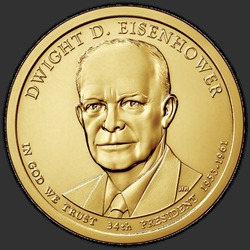аверс 1$ (бак) 2015 "USA - 1 Dollar / 2015 - Presidential Dollar Dwight D. Eisenhower  / P"