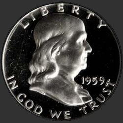 аверс 50¢ (half) 1959 "الولايات المتحدة الأمريكية - 50 سنتا (نصف الدولار) / 1959 - إثبات"