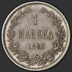 аверс 1 mark 1890 "Finlandiya, 1890-1893 için 1 marka"