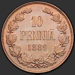 аверс 10 pennin 1889 "10 pennin 1889-1891 varten Suomi"