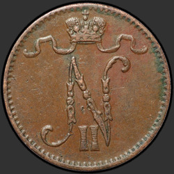 реверс 1 cent 1906 "1 cent 1895-1916 s monogramem Mikuláše 2. Pro Finsko"