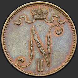 реверс 5 Cent 1911 "5 Cent 1896-1916 mit dem Monogramm von Nicholas 2. Für Finnland"