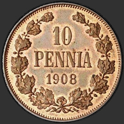 аверс 10 pennin 1908 "10 pennin 1895-1917 kanssa monogrammi Nicholas 2. Suomi"