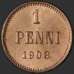 аверс 1 penny 1908 "1 penny 1895-1916 avec le monogramme de Nicholas 2. Pour la Finlande"