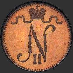 реверс 1 cent 1916 "1 cent 1895-1916 s monogramem Mikuláše 2. Pro Finsko"