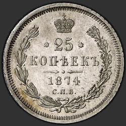аверс 25 kopecks 1874 "25 सेंट 1859-1881"