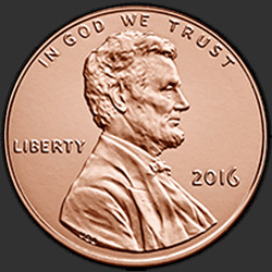 аверс 1¢ (penny) 2016 "Lincoln ¢ 1 2016. / P"