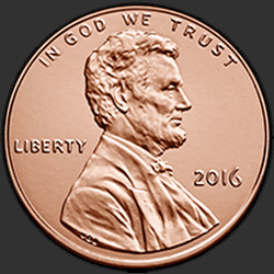 аверс 1¢ (пенни) 2016 "Линкольн 1¢, 2016 / D"