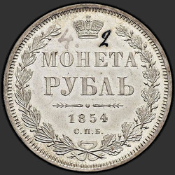 аверс 1ルーブル 1854 "1 рубль 1854 года СПБ-HI. "венок 8 звеньев""