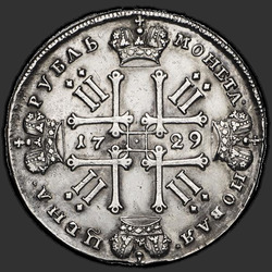 аверс 1 ruble 1729 "1 ruble 1729 "TYPE 1727 with bows have WREATH". The head does not share the inscription"