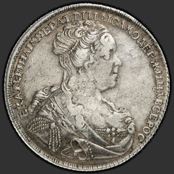 реверс 1 rublis 1727 "1 rublis 1727 "PETERSBURG Iš TIPAS portreto teises" VPB. Skaičiai yra arti viena kitos,"