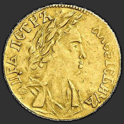 реверс 1 chervonetz 1701 "1 ducat 1701. Corona de flores sin cinturón"