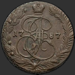 реверс 5 kopecks 1787 "5 senttiä vuonna 1787. Eagle 1780-1787. "Monogram ja kruunu vähemmän""