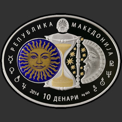 аверс 10 denari 2014 "Богиня денег Ауреус Moneta "