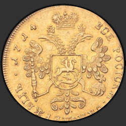 аверс 2 מטבעות זהב 1714 "2 червонца 1714 года. НОВОДЕЛ"