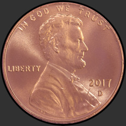 аверс 1¢ (penny) 2017 "लिंकन ¢ 1, 2016 / डी"