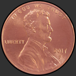 аверс 1¢ (penny) 2017 "リンカーン¢1、2016 / P"