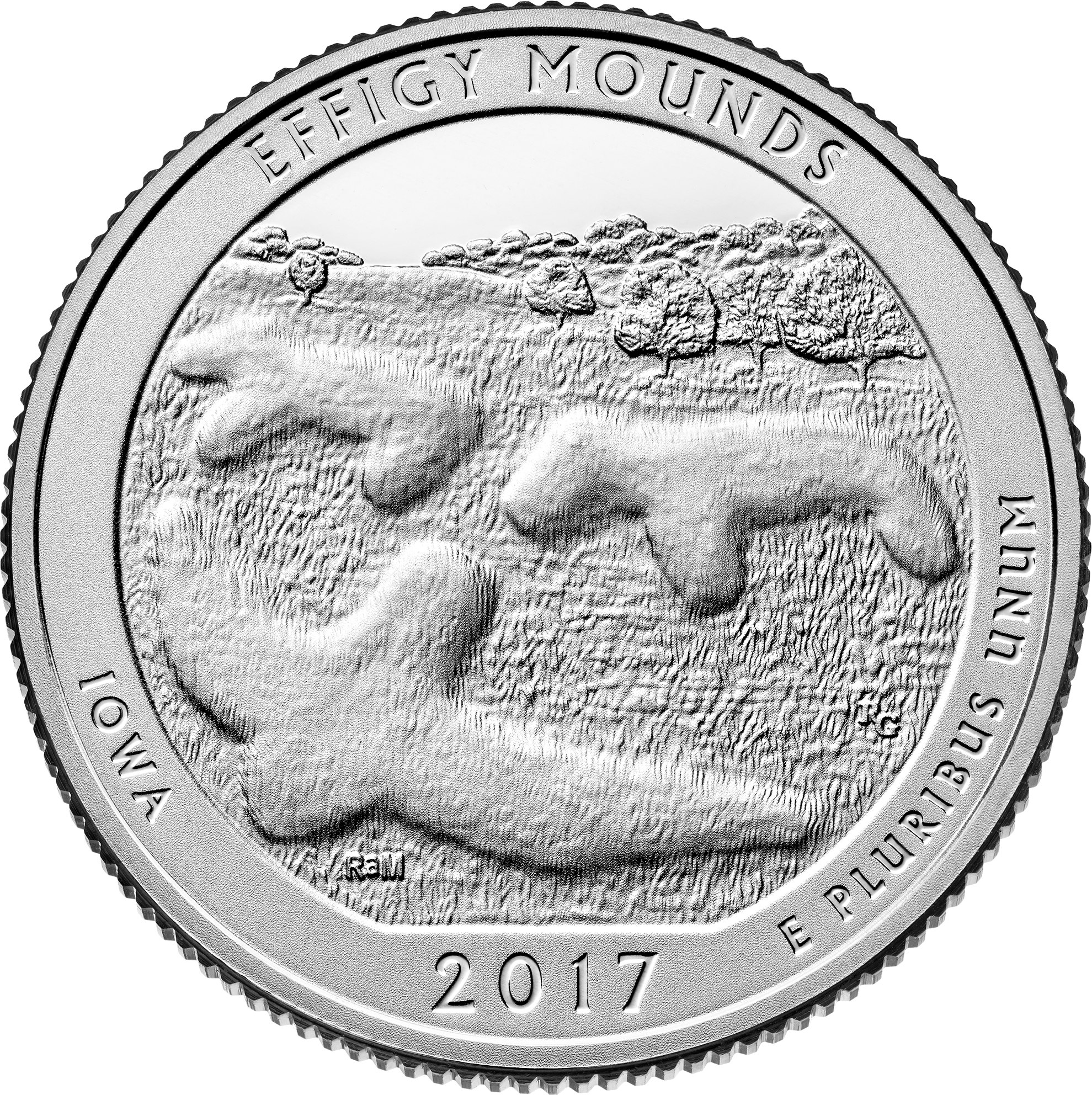 реверс 25¢ (quarter) 2017 "Effigy Mounds / P"