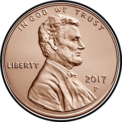 аверс 1¢ (penny) 2017 ""
