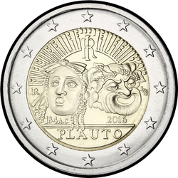 аверс 2€ 2016 "2200 aniversario de la muerte de Titus Mation Plautus"