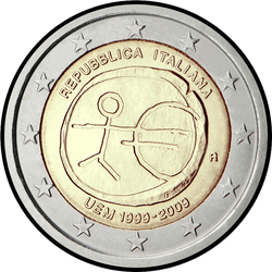 аверс 2€ 2009 "10-годдзе Эканамічнага і валютнага саюза"