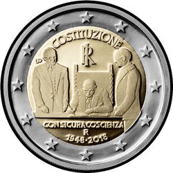 аверс 2€ 2018 "70th anniversary of the constitution of the Italian Republic"