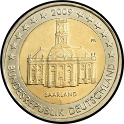 аверс 2€ 2009 "Federal state of Saarland (J)"