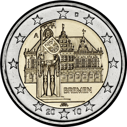 аверс 2€ 2010 "estado federal de Bremen (J)"