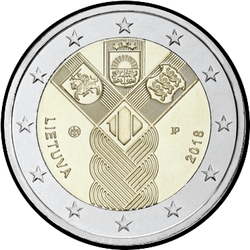 аверс 2€ 2018 "100-летие независимости Прибалтики"