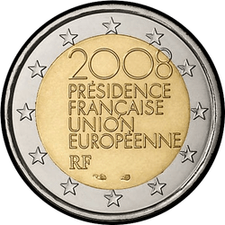 аверс 2€ 2008 "Председательство Франции в ЕС"