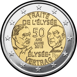 аверс 2€ 2013 "50 лет франко-германской дружбы"