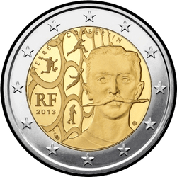 аверс 2€ 2013 "150 aniversario del nacimiento de Pierre de Coubertin"