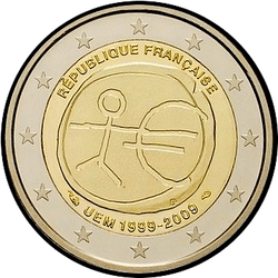 аверс 2€ 2009 "10-летие Экономического и валютного союза"