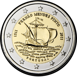аверс 2€ 2011 "500 aniversario de Fernão Mendes Pinto