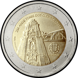 аверс 2€ 2013 "250ème anniversaire de la tour des Clercs, Porto"