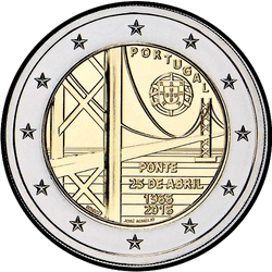 аверс 2€ 2016 "50-річчя мосту імені 25 квітня"