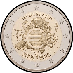 аверс 2€ 2012 "10 anni di banconote e monete in euro"