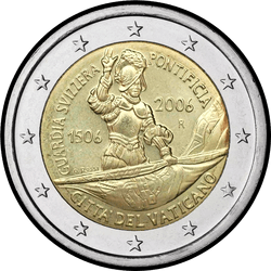 аверс 2€ 2006 "Пятое столетие Папской гвардии"