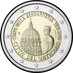аверс 2€ 2016 "200 anni della Pontificia Gendarmeria"