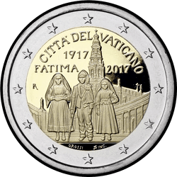 аверс 2€ 2017 "The 100th anniversary of the appearance of the Virgin Mary in Fatima"