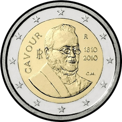 аверс 2€ 2010 "200-річчя з дня народження графа Кавура"