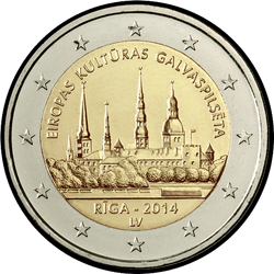 аверс 2€ 2014 "Riga, European Capital of Culture "
