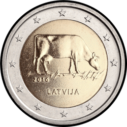 аверс 2€ 2016 "Сельское хозяйство Латвии"