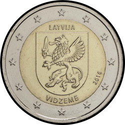 аверс 2€ 2016 "Vidzeme "