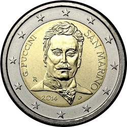 аверс 2€ 2014 "90º aniversario de la muerte de Giacomo Puccini"