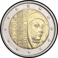 аверс 2€ 2017 "750th anniversary of the birth of the Italian painter and architect Giotto di Bondone"