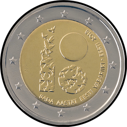 аверс 2€ 2018 "100 years to the Republic of Estonia"