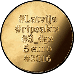 аверс 5€ 2016 "Zelta Piespraudes"