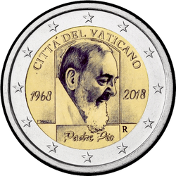 аверс 2€ 2018 "50 years since the death of Padre Pio"