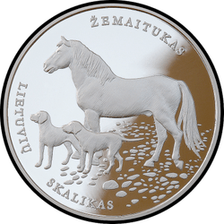 реверс 10€ 2017 "El sabueso lituano y el caballo de Zemaitia"